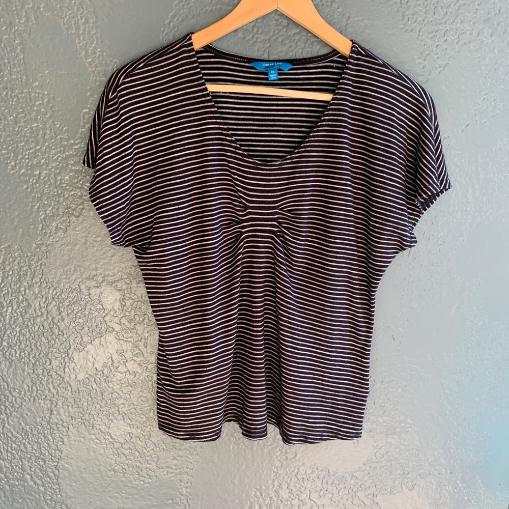 DEREK LAM For Design Nation B&W Striped T-Shirt